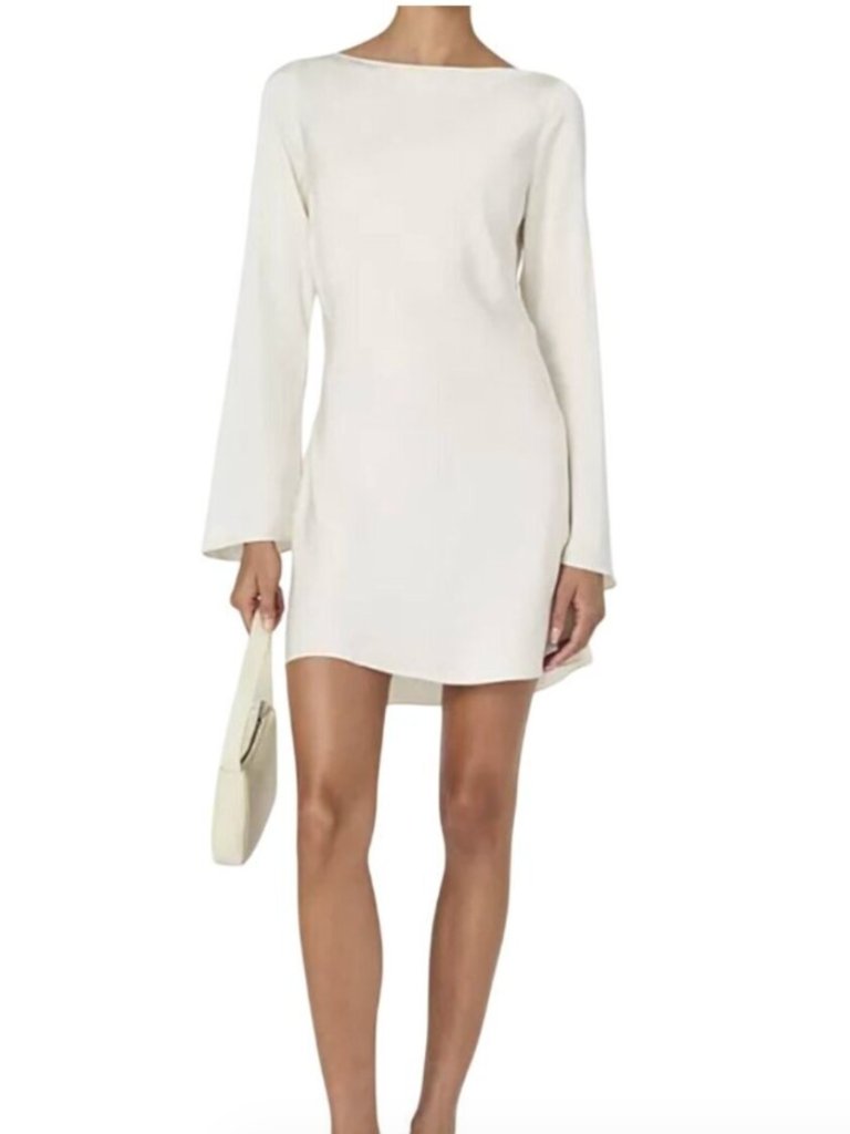 Nwt French Connection Ennis Satin Mini Dress Classic Cream 12 Msrp $148